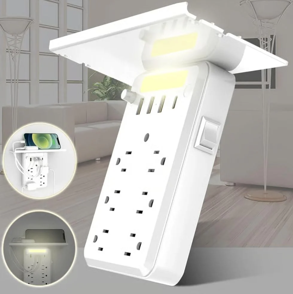 ⚡ Omnigineer Wall Outlet Extender with Shelf & Light
