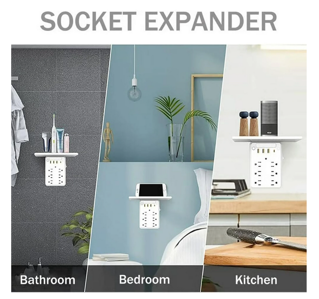 ⚡ Omnigineer Wall Outlet Extender with Shelf & Light