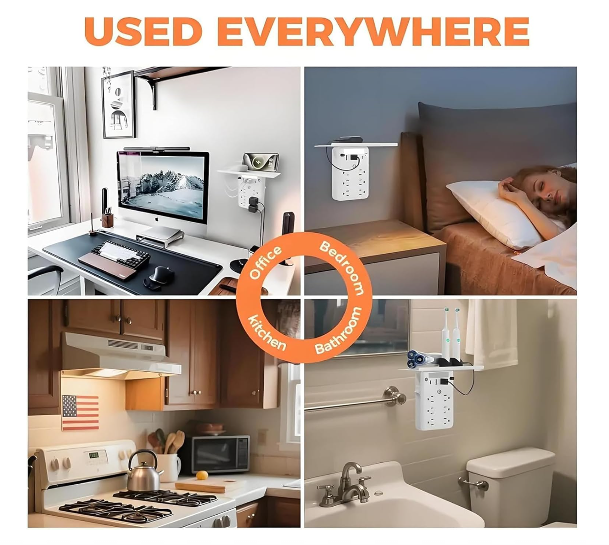 ⚡ Omnigineer Wall Outlet Extender with Shelf & Light